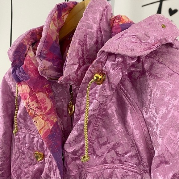 * Vintage Pink Jacket Miss Phenis Ski Full Zip with Gold Heart Retro 80s 90s - Picture 8 of 16